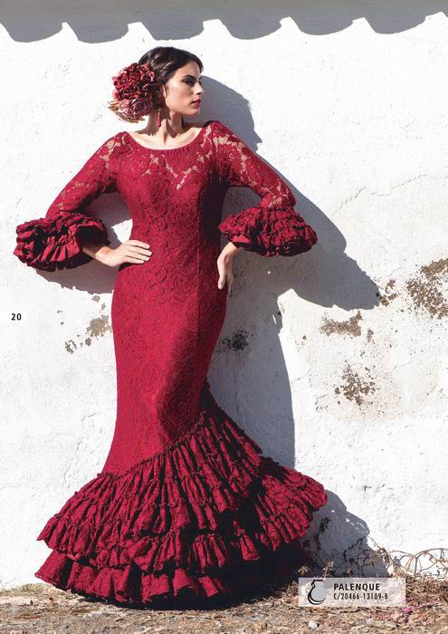 Traje Flamenca Modelo Palenque Granate 2019 FlamencoExport