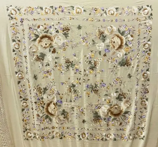手製刺繍ショ－ル天然シルク製. Ref. 1011016MRFLCO