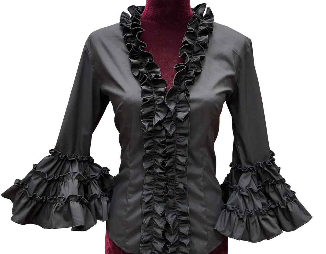 Blusas de Flamenca con Volantes en Color Negro. Mod 24NG
