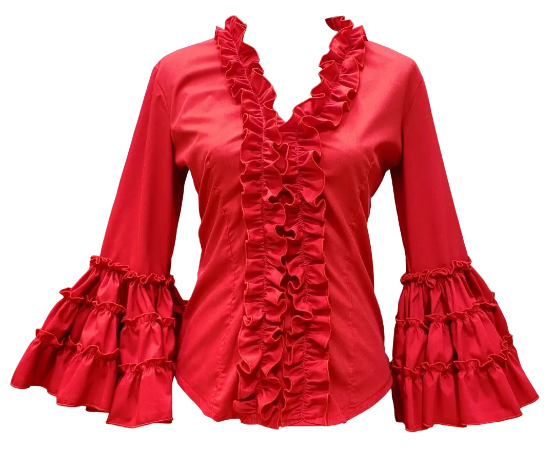 Blouses Flamenco à Volants en Rouge. Mod 24RJ