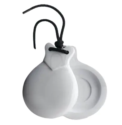 White Fiberglass Semi-Professional Concert Castanets with V-shaped Ears. Double Soundbox by Castañuelas del Sur.
