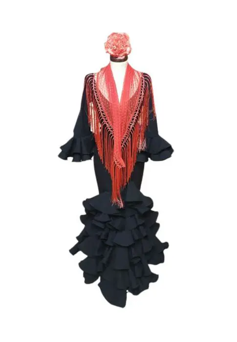Mantoncillo Flamenco de Plumeti para Trajes de Flamenca. Coral