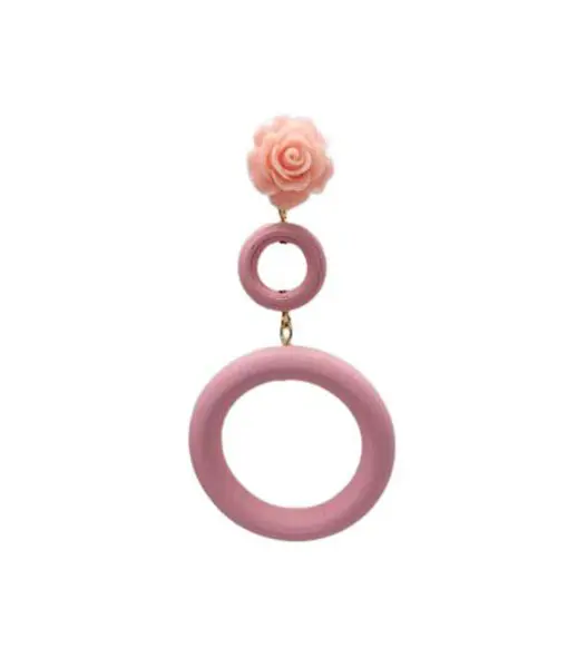 ダブルフープフラメンコピアス（女性用）。ピンク
