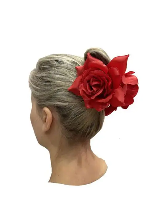ローズフラワーヘアクリップ レッド