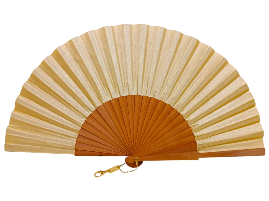 Golden Fan with Polished Pearwood Shafts