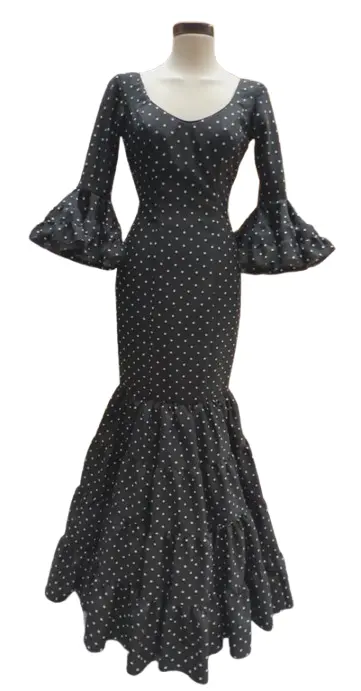 Size 36. Sevillana Costume. Mod. Eva Negro Lunar Blanco