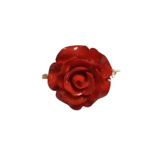 Broche de Mantoncillo Flamenco en forma de Rosa. Rojo