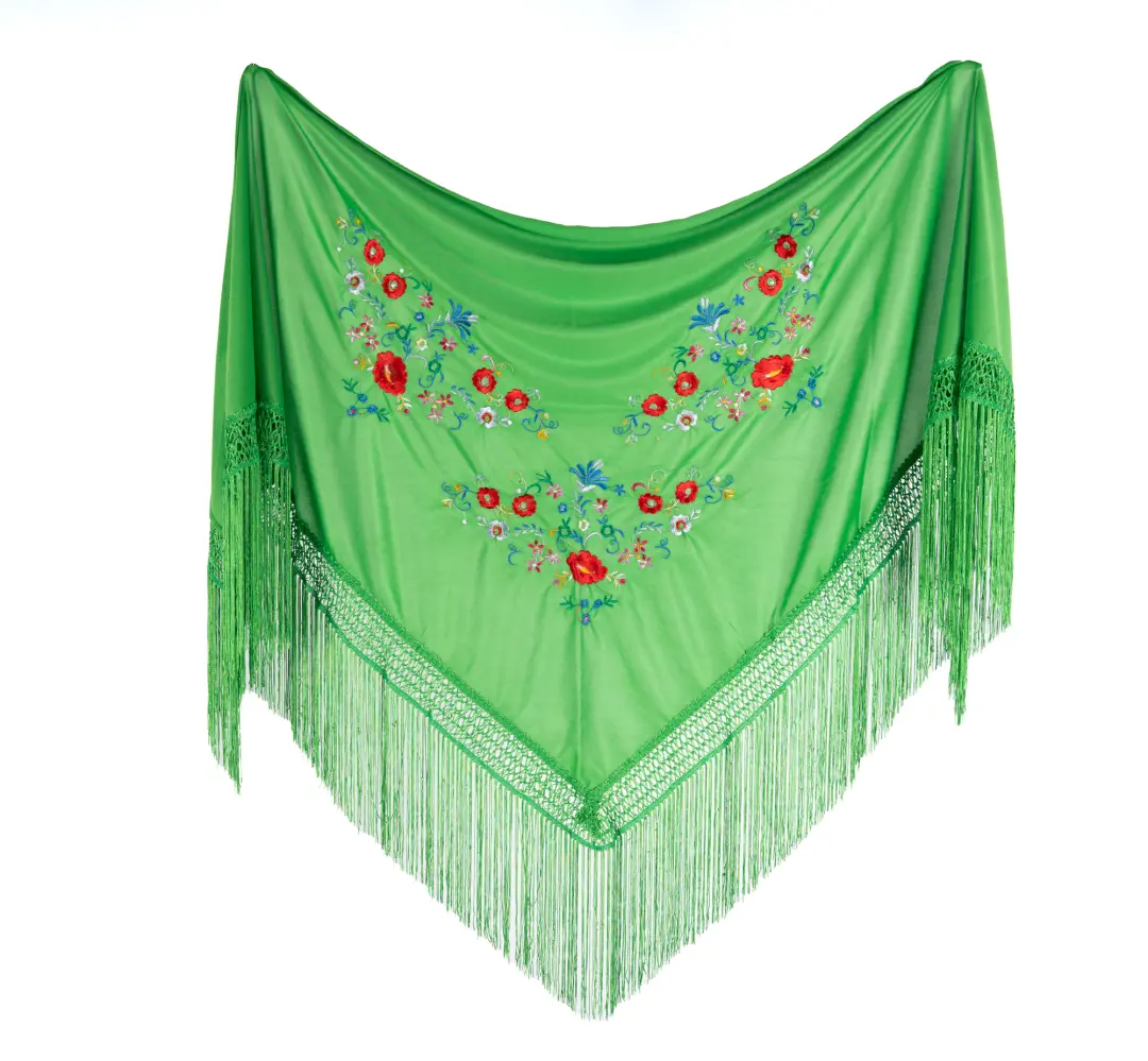 Petit Châle Brodé pour les Costumes de Flamenco. 160cmX80cm