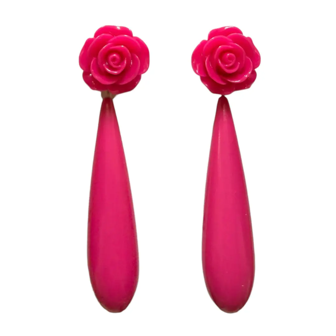 Flamenco Tear Earrings in Fuchsia