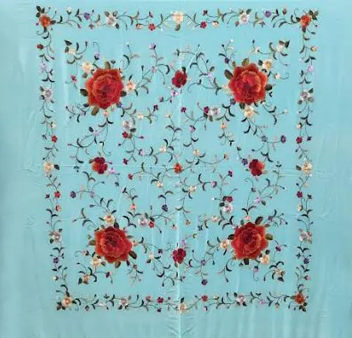 手製刺繍ショ－ル天然シルク製. Ref. 1011164TRQCOL