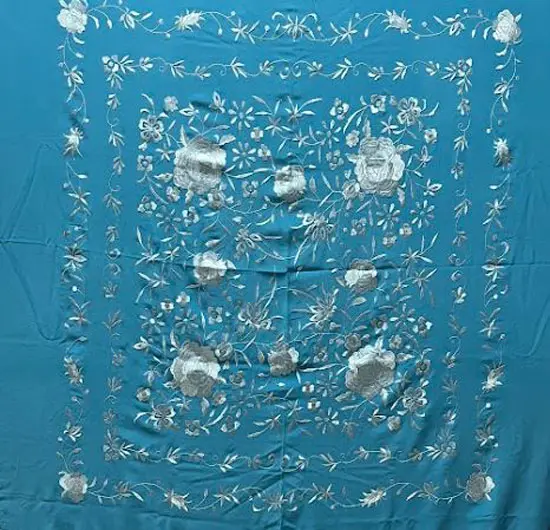 手製刺繍ショ－ル天然シルク製. Ref. 1010612TRQSPL