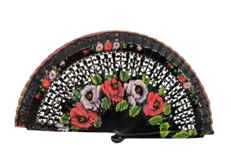 Openwork Black Fan with floral design on both sides Ref. 1298