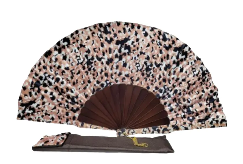 Abanico de Madera con Tela Batik Animal Print 