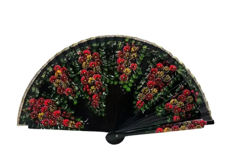 手描きブルーシカモア木製扇子。バッグ用