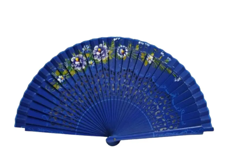 Abanico Azulón Pintado a Mano por Ambas Caras.Ref. 171