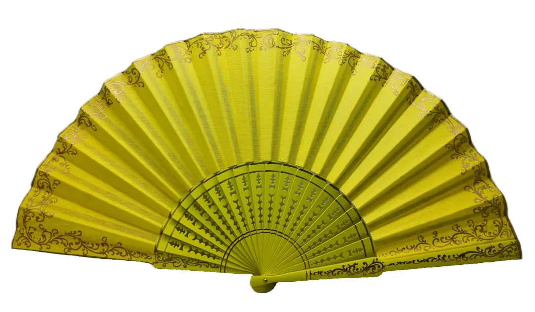 Éventail pericón flamenco décoré de détails dorés – 60 × 31 cm