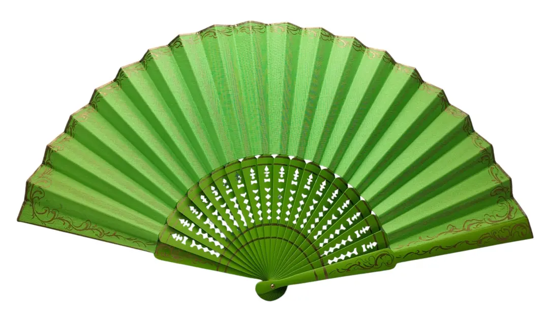 Éventail pericón flamenco décoré de détails dorés – 60 × 31 cm