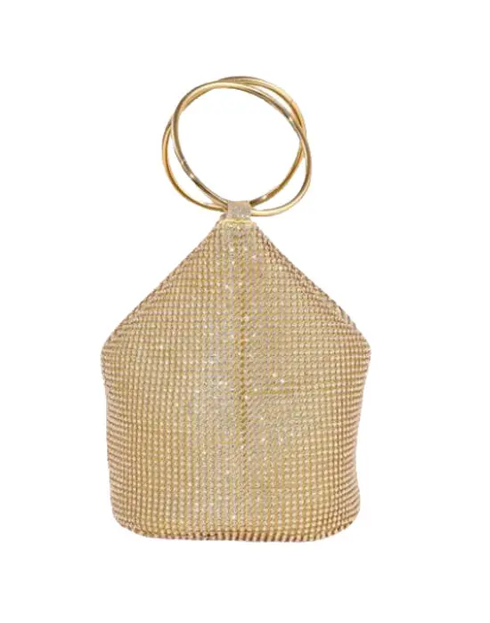 Gold Clutch Bag with Rhinestones
