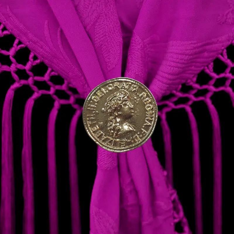 Broche en Or Monnaie – Accessoire pour Châles et Mode Flamenca