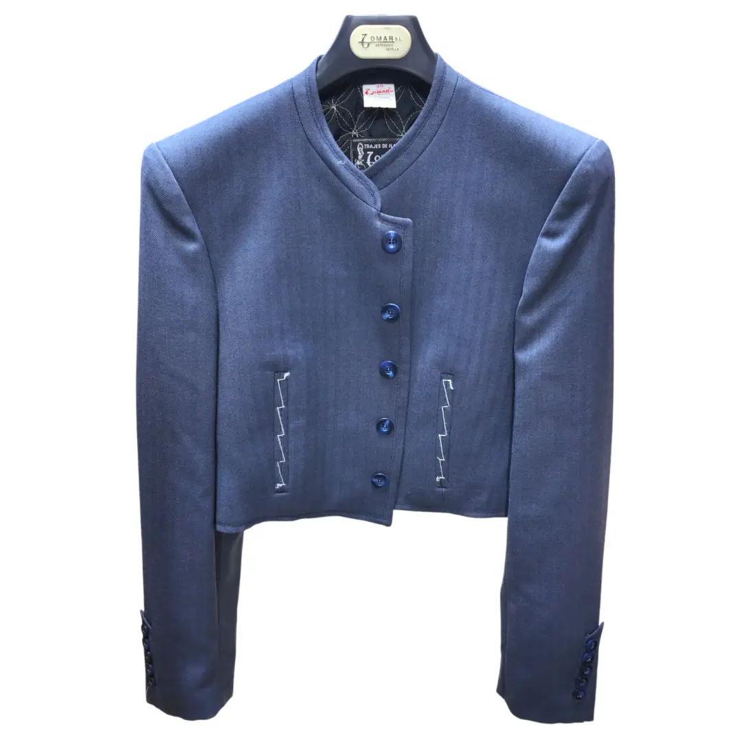 Campera Jacket on Sale. Blue Herringbone. Size - 48
