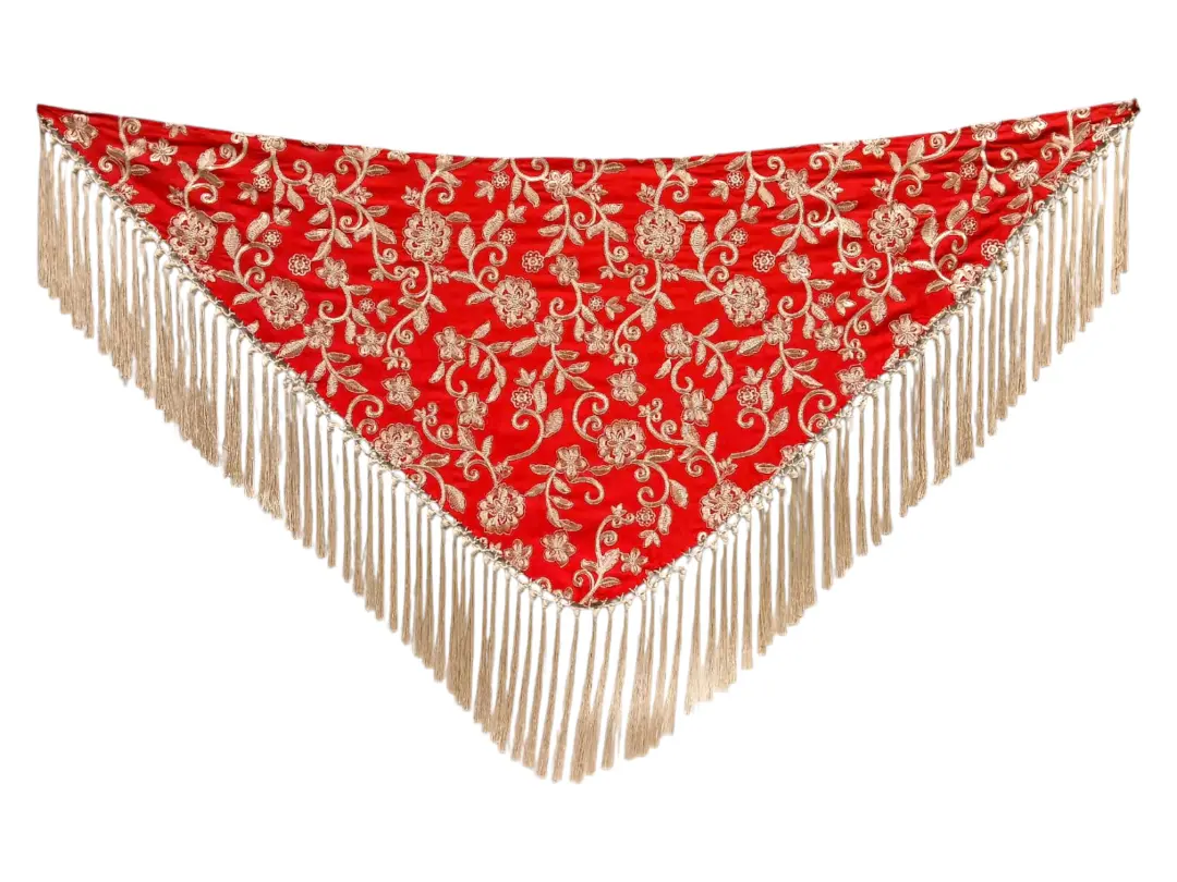 Châle flamenco en tissu brodé avec frange en soie
