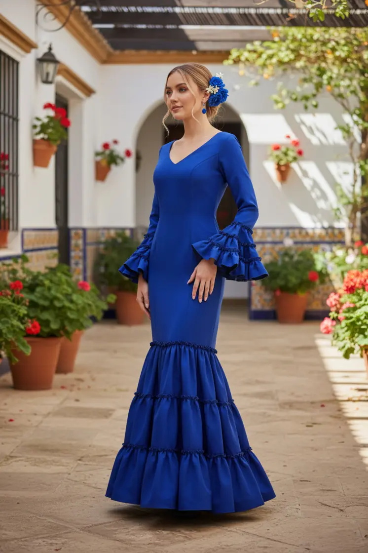 Size 34. Flamenco Dress Model Córdoba. Dark Blue