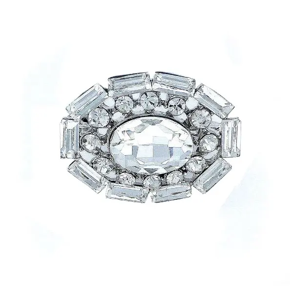 Broche de Bisutería Ovalado con Piedra Central Oval Tallada