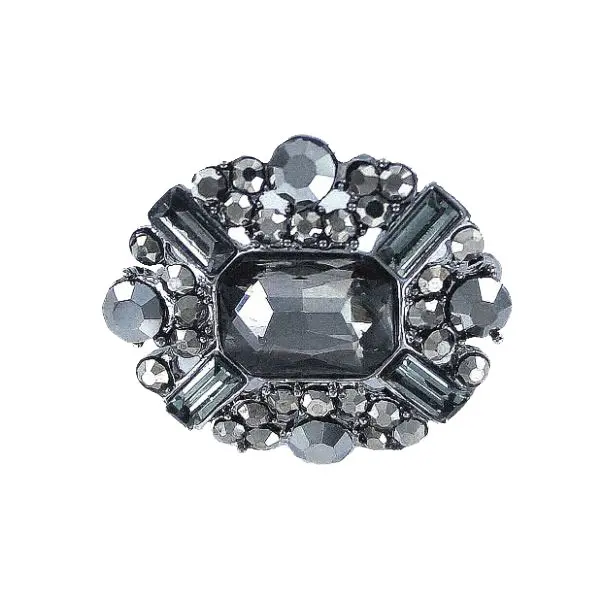 Broche Bisuteria Ovalado Piedra Central Trapecio Tallada