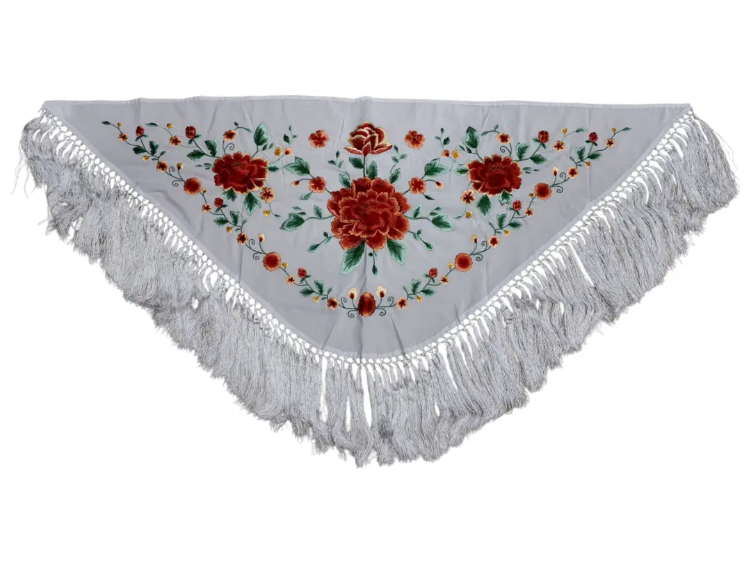 White Embroidered Small Shawl