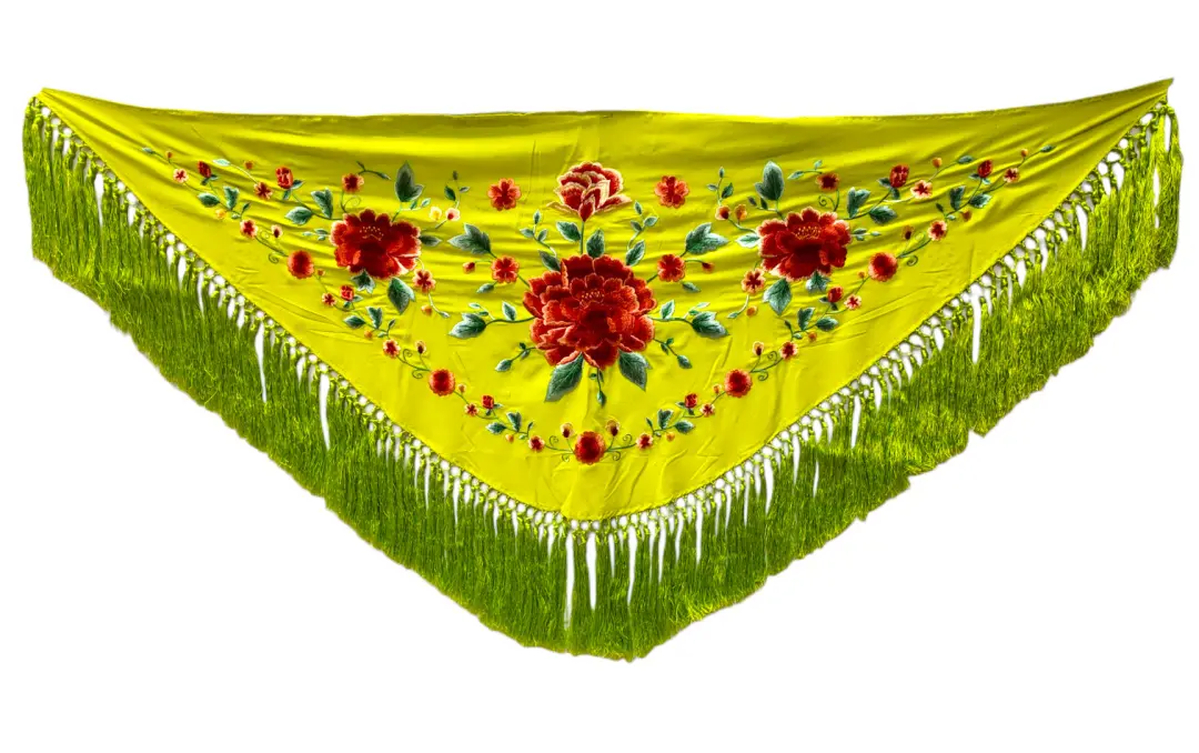 フラメンコ用花刺繍ピスタチオショール