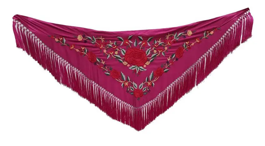 Black Small Shawl Embroidered in Colours to go to the Fair