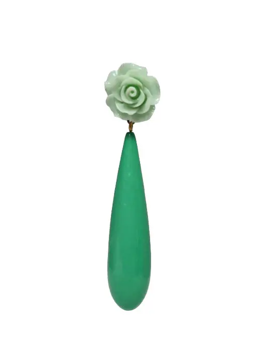 Tear Drop Flamenco Earrings in Aqua Green