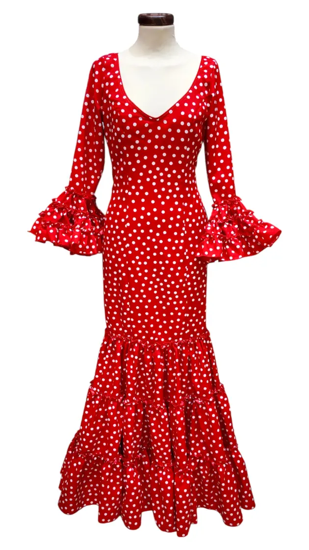 Taille 34. Robe Flamenco Modèle Cordoba. Rouge à Pois Blancs
