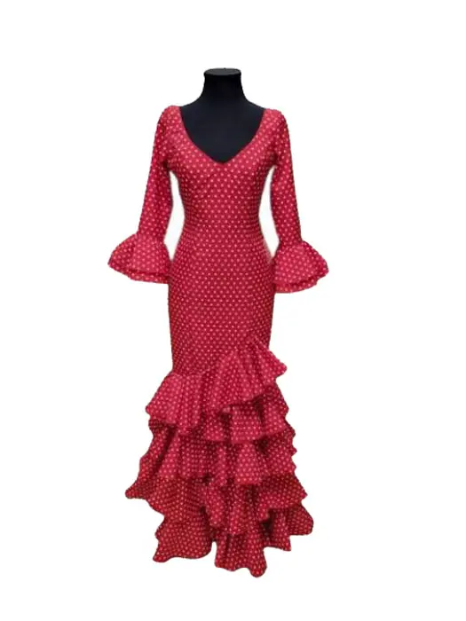 Taille 34. Robe Flamenco Modèle Lolita. Rouge à Pois Blancs