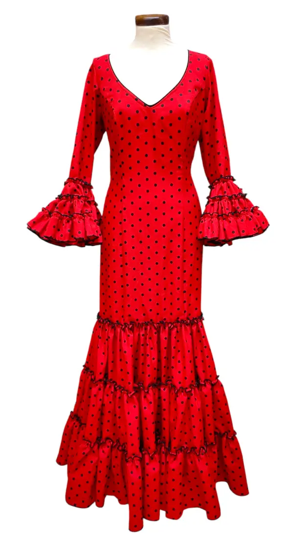 Taille 34. Robe Flamenco Modèle Córdoba. Rouge lunaire Noir