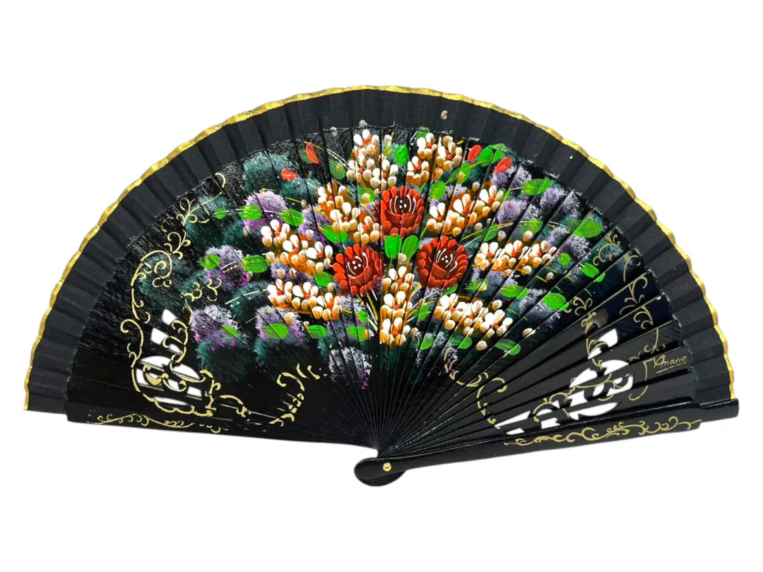 Abanicos con calado y decoración floral. Ref.1130