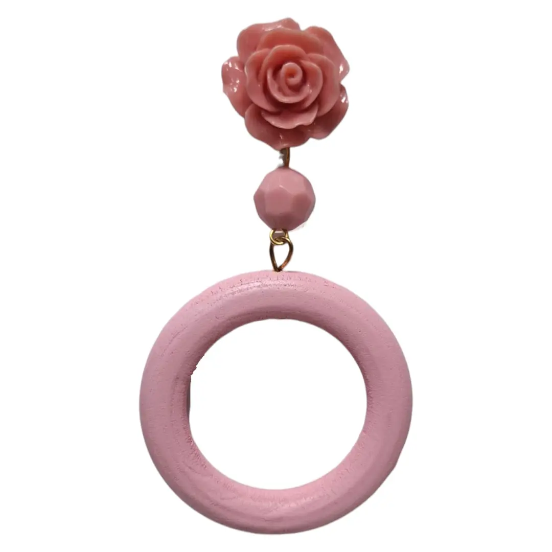 Double Hoop Flamenco Earrings for Women. Pink