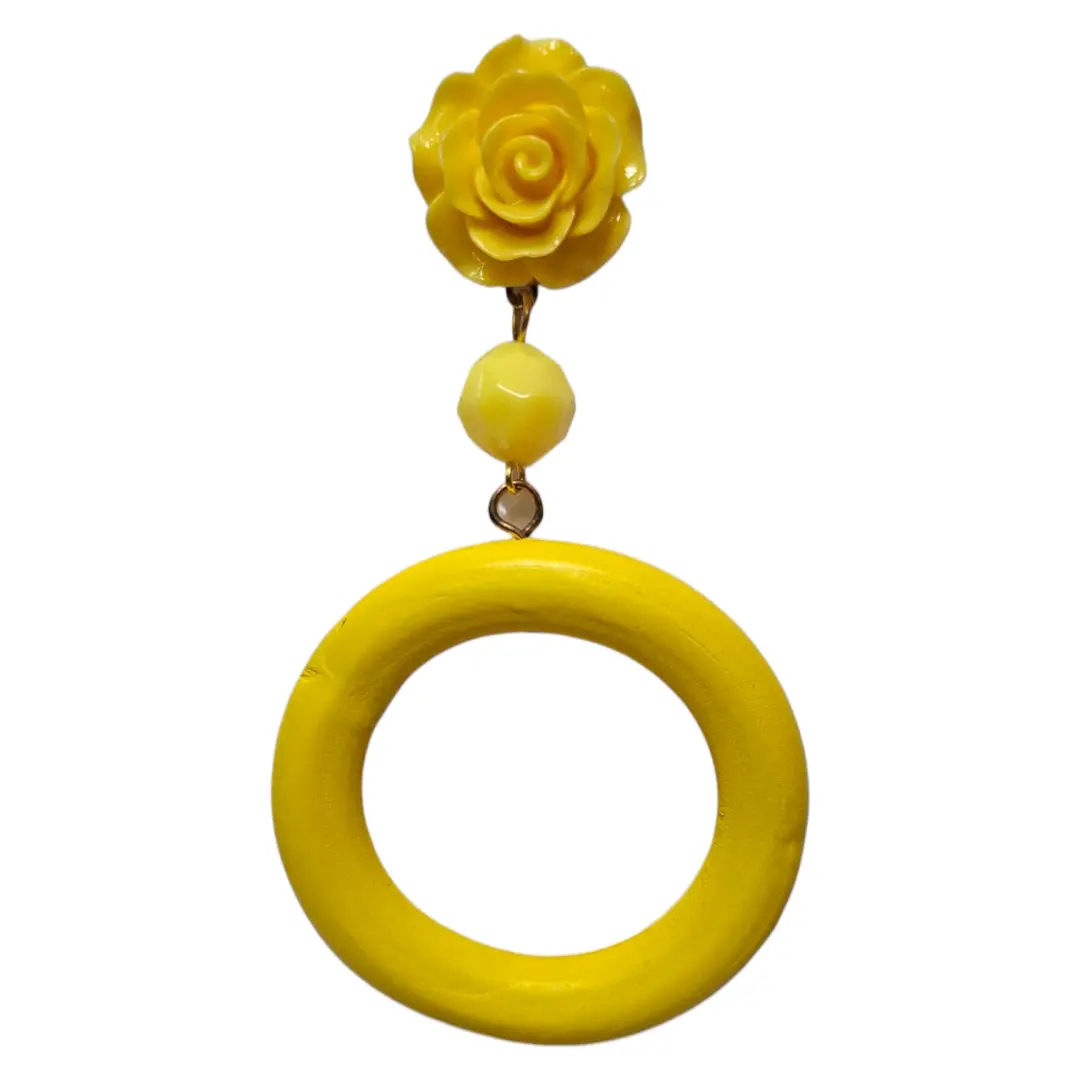 Double Hoop Flamenco Earrings for Women. Yellow