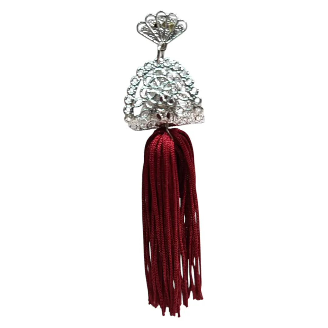 Silver Filigree Flamenco Earrings with Garnet Fringes. Flamenco Accessory