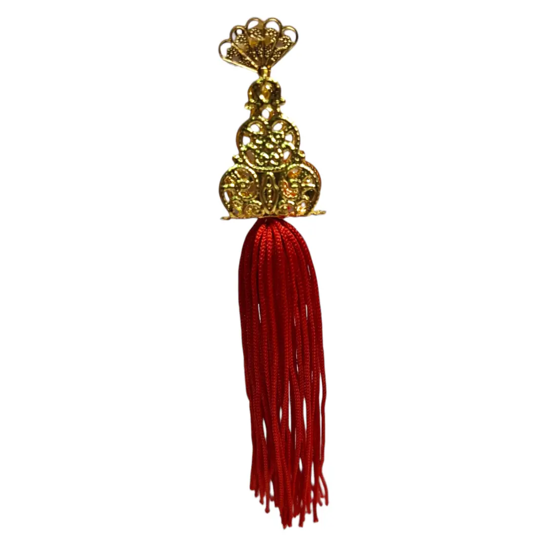 Golden Flamenco Filigree Earrings with Red Fringes Passion and Flamenco Style