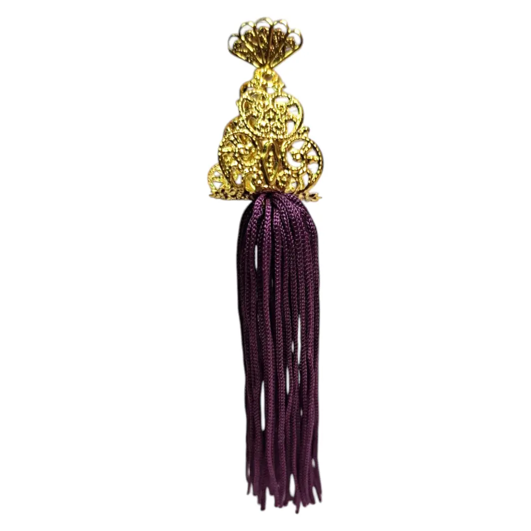 Purple Fringe Flamenco Earrings with Golden Filigree. Flamenco Accessories