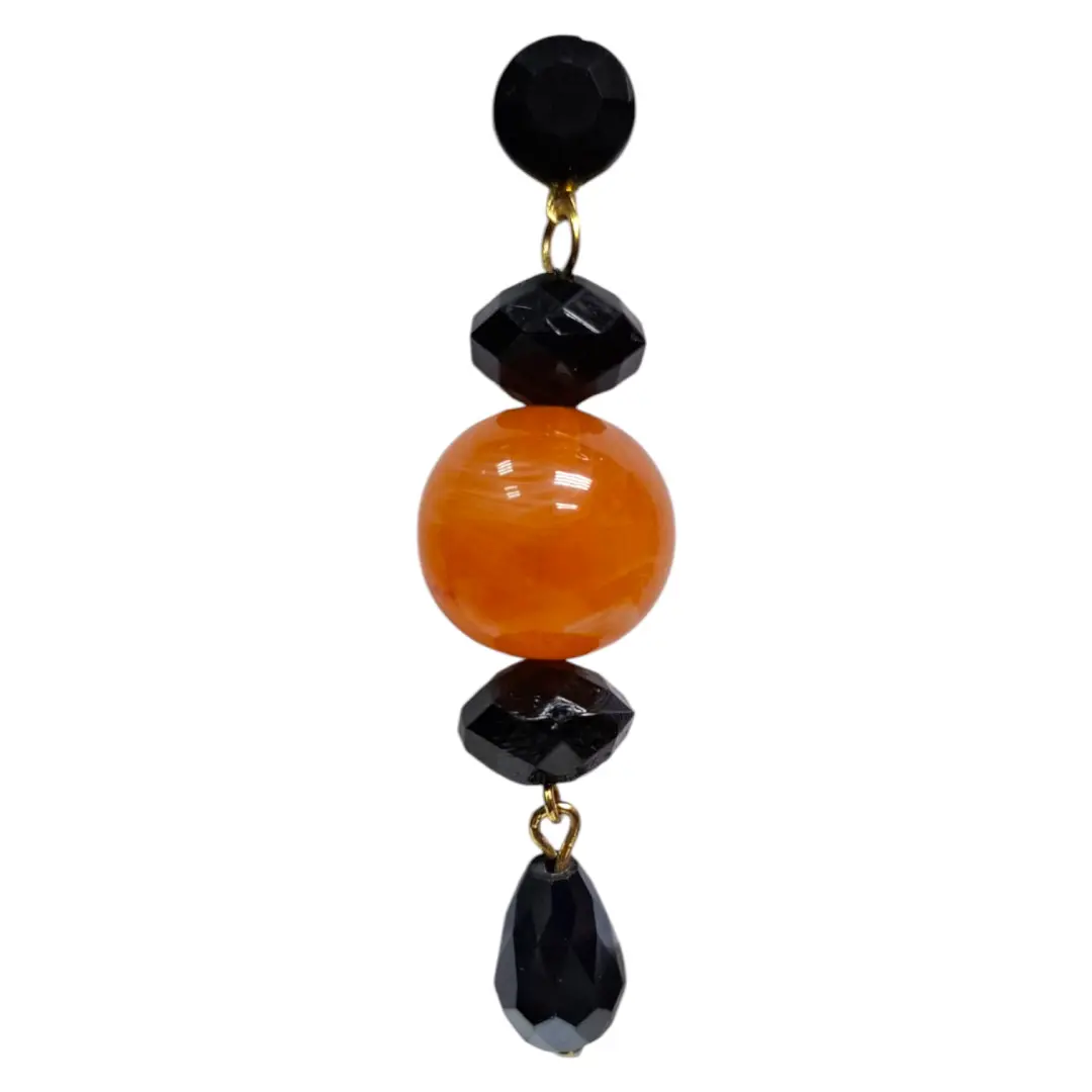 Long earrings for flamenco women in orange and black