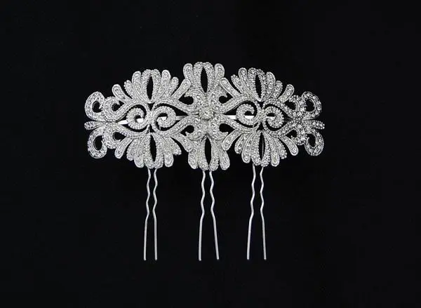 Rhodium Bridal Hair Comb with Swarovski Crystals ref. 12215