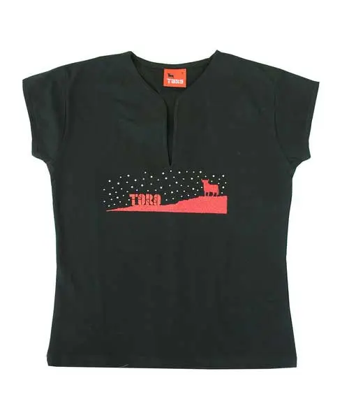 Camiseta Toro Osborne Estrellas para Mujer. Negra