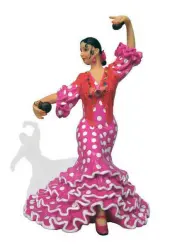 黒いポルカドットドレスのフラメンコ人形 20.5cm | FlamencoExport