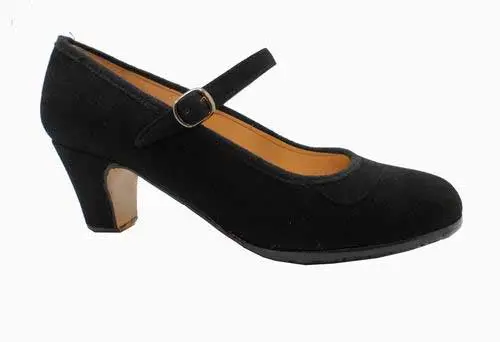 フラメンコシューズ 黒 38 スペイン製オスーナ釘あり ストラップ付き