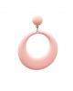 中号珐琅彩弗拉门戈环形耳环。粉红色