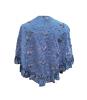Embroidered Small Shawl with Ruffle. Blue