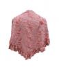 Embroidered Small Shawl with Ruffle. Coral