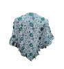 Embroidered Small Shawl with Ruffle. Water Green